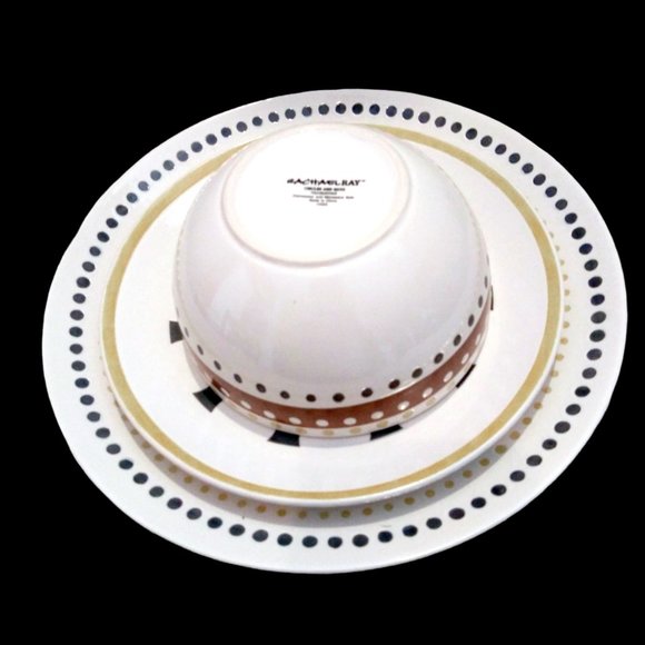 Rachael Ray Hand Painted Breakfast Set,  Farmhouse Kitchen, Plates and Bowls - Picture 11 of 13